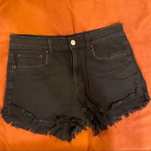 American Eagle Black High Rise Festival Shortie Jean Shorts